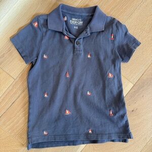 Crewcuts Navy Kids Polo Shirt with Sailboat Print
